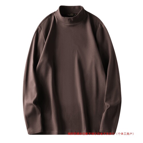 Cross-border winter new style thick velvet half-high collar double-sided velvet men's base shirt warm and comfortable top
