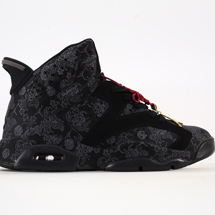 High-quality AJ6 men's and women's basketball shoes, Jordan 6 silk mid-top sneakers, black rose sports shoes, blue court trendy shoes