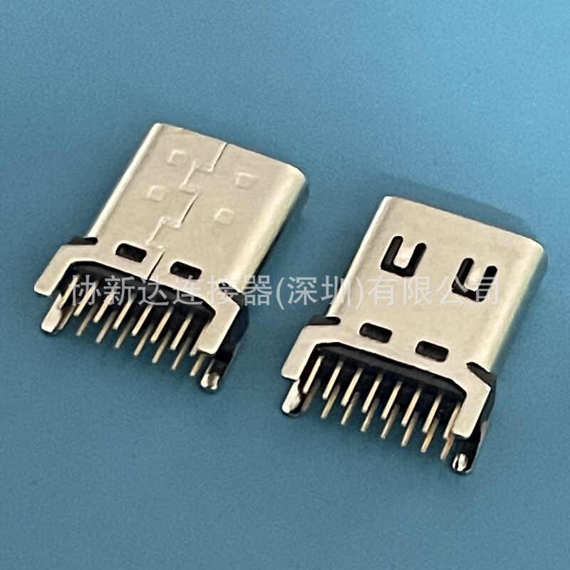 USB Type-C 16P Female Socket with Shrapnel, Double Row Pins, Vertical Plug-In 10.0mm Four-Pin Plug-In Board USB Type-C 16P Female Socket with Shrapnel, Double Row Pins, Vertical Plug-In 10.0mm Four-Pin Plug-In Board