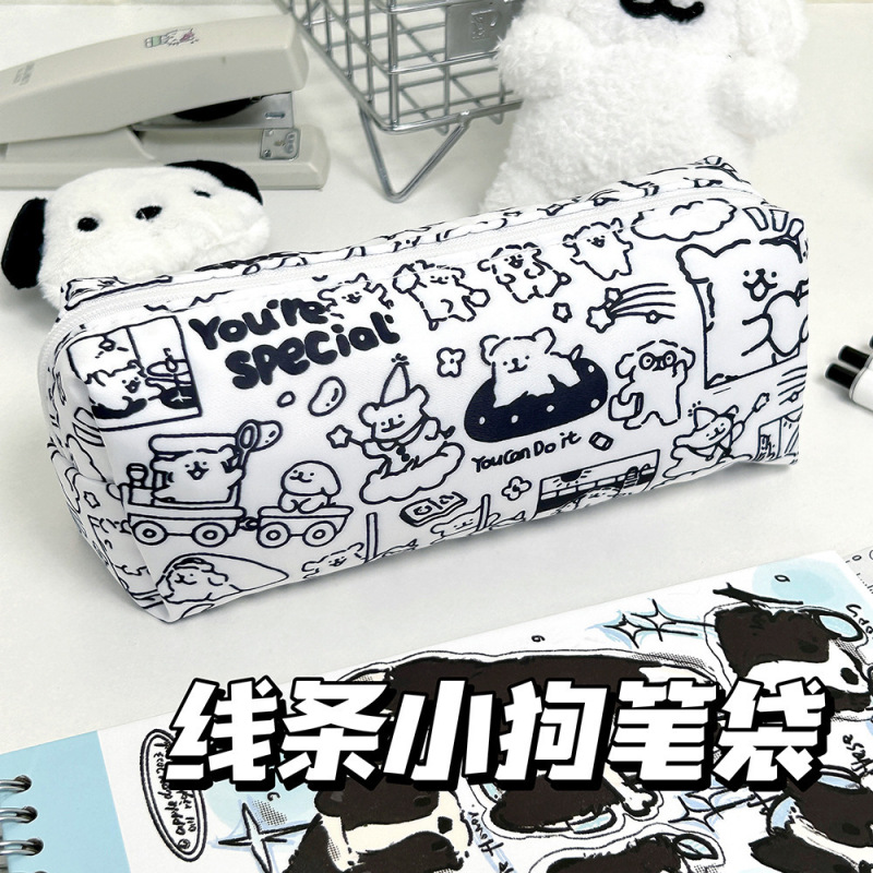 雪の子猫漫画ラウンド鉛筆バッグインかわいい大容量高価値文具学生イン収納メイクアップ卸売|undefined