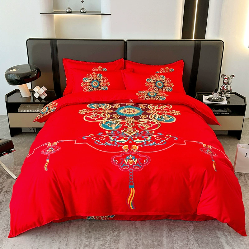 Фабрика оптовая шлифовальный набор из четырех частей утолщенный твил цифровой большой выпуск цветочных ювелирных изделий свадебный подарок большой красный набор из четырех частей