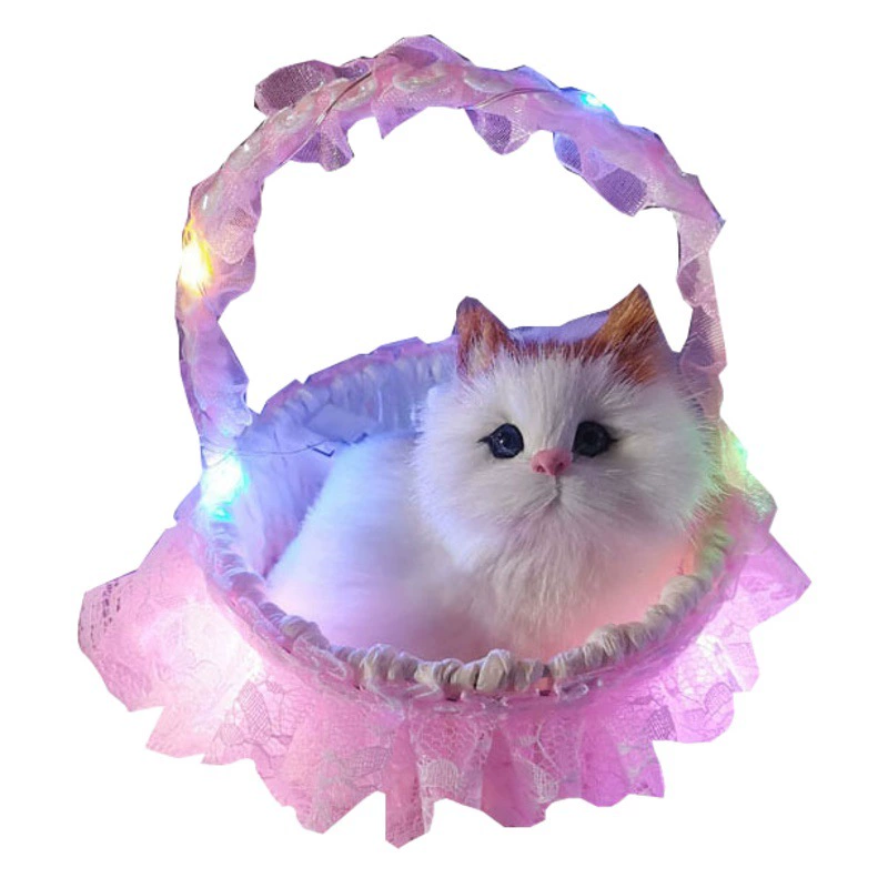 Имитация кошки с подсветкой новая кружевная корзина кошка украшения из искусственного меха детские игрушки имитация модели животных
