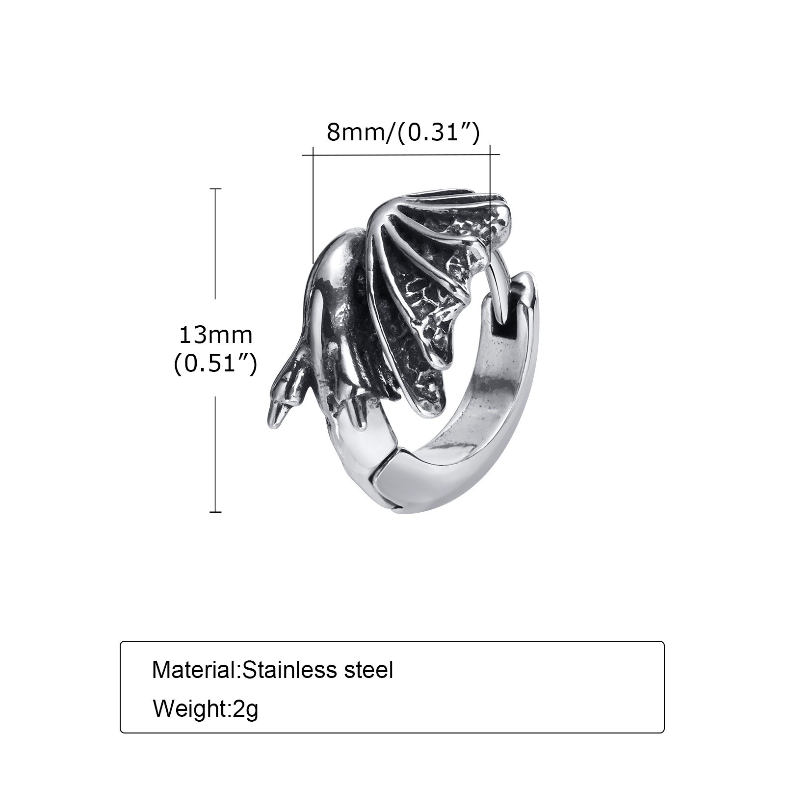 Title 1, Heren roestvrijstalen oorbellen met vliegende d...