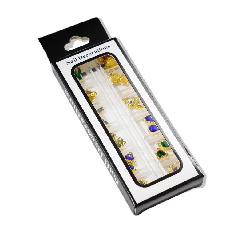 Nuevas joyas de manicura aleación de pegado de uñas accesorios de manicura de perforación de perforación de múltiples estilos de joyas de manicura mezcladas