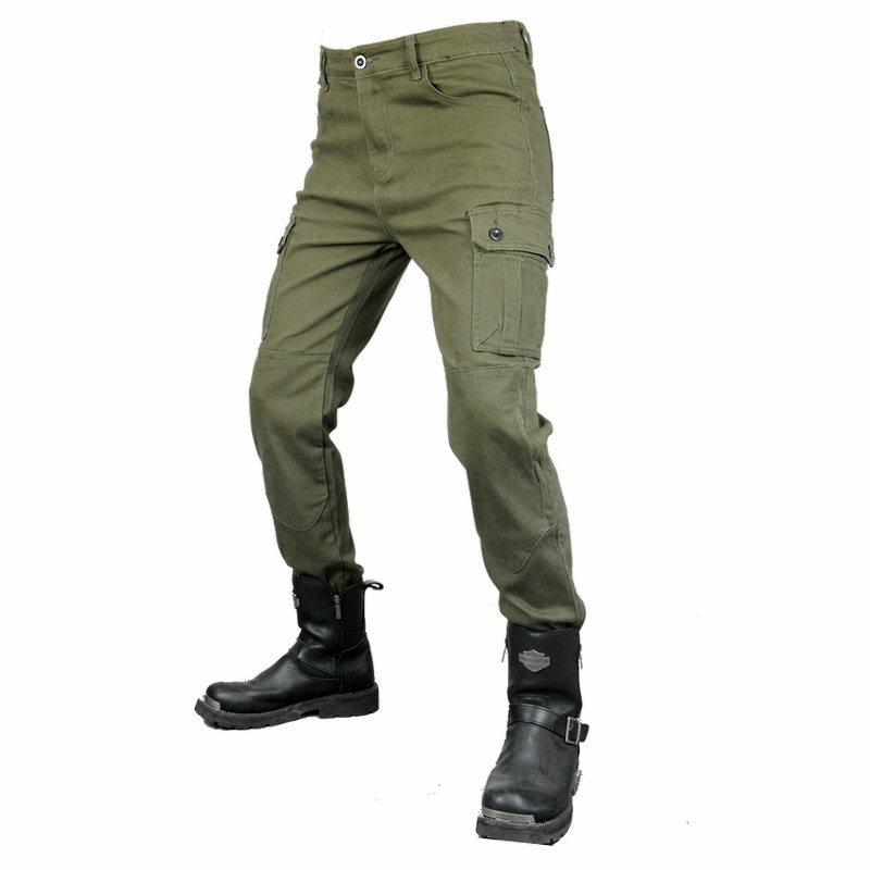 Volero motocicleta jeans hombres motocicleta multi-bolsa overoles tobillo-atado pantalones anti-caída equipo de protección estándar