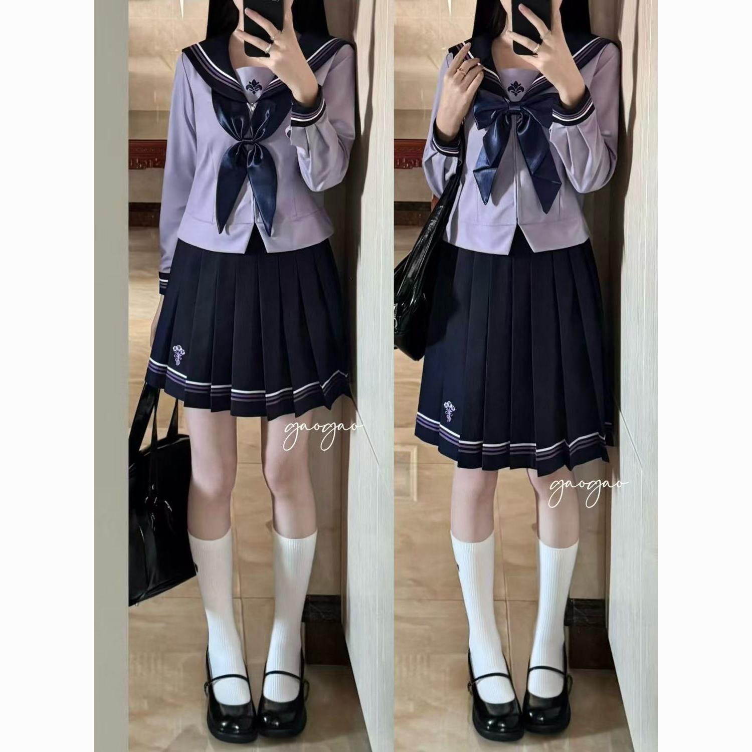 小绀堇双子中间服jk长袖制服女学生套装学院风日系新款