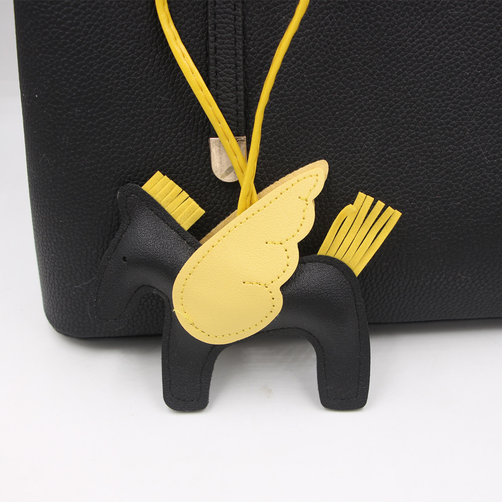 Cute Cartoon Tassel Pegasus Pendant Leather Pony Schoolbag Accessories Keychain display picture 1