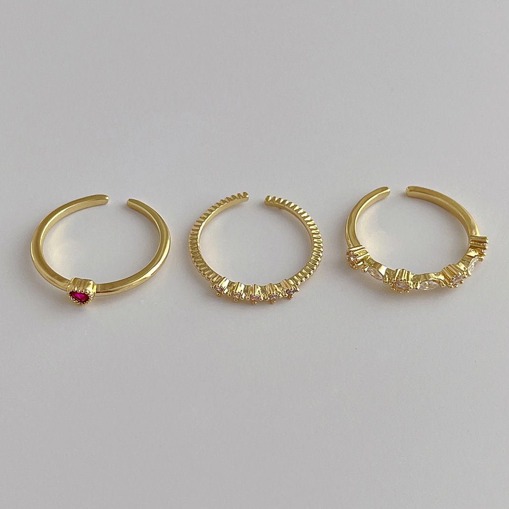 Simple Style Heart Shape Copper Inlay Artificial Gemstones Rings