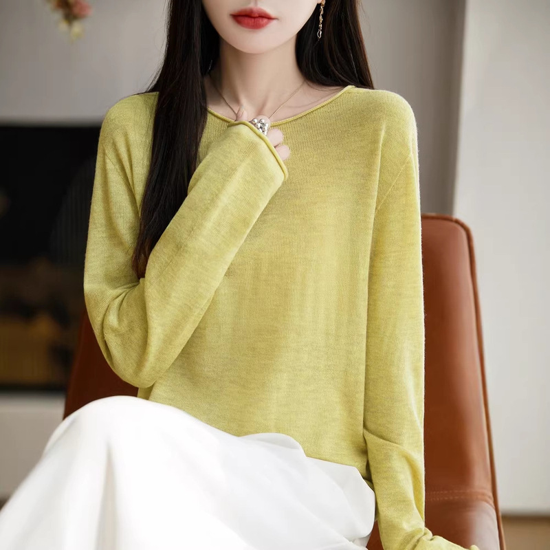 First-Line Ready-To-Wear Seamless Plus-Size Wool Crew-Neck Knit Sweater for Women, 2026 Spring and Autumn New Style, Loose Casual Base Shirt for Women First-Line Ready-To-Wear Seamless Plus-Size Wool Crew-Neck Knit Sweater for Women, 2026 Spring and Autumn New Style, Loose Casual Base Shirt for Women