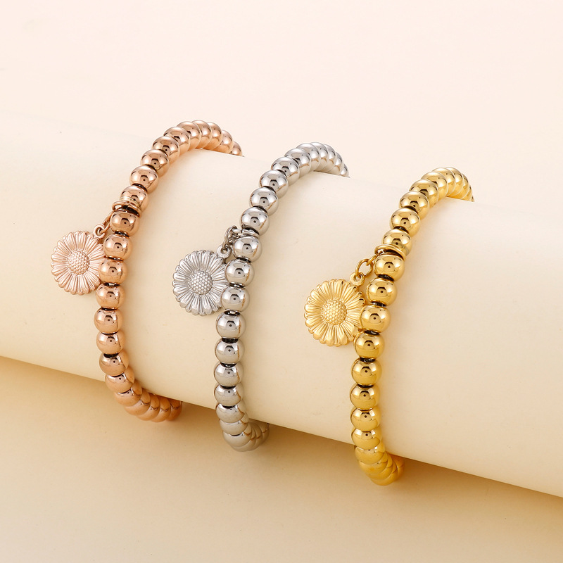Bracelets Classification 304 Stainless Steel Chain Material Weekend Occasion Elegant Sunflower Tree Titanium Steel Gold Plated Bracelets