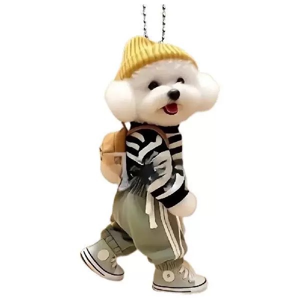 Neu Kreative Welpen Rucksack Acryl Auto Anhänger Nette Teddy Hund Keychain Zubehör Hängende Dekoration_voghion.com