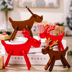Haobei Cross-Border New Christmas Decorations: Non-Woven Fabric Elk Ornaments in Red—DIY Little Deer with Antler Decorations