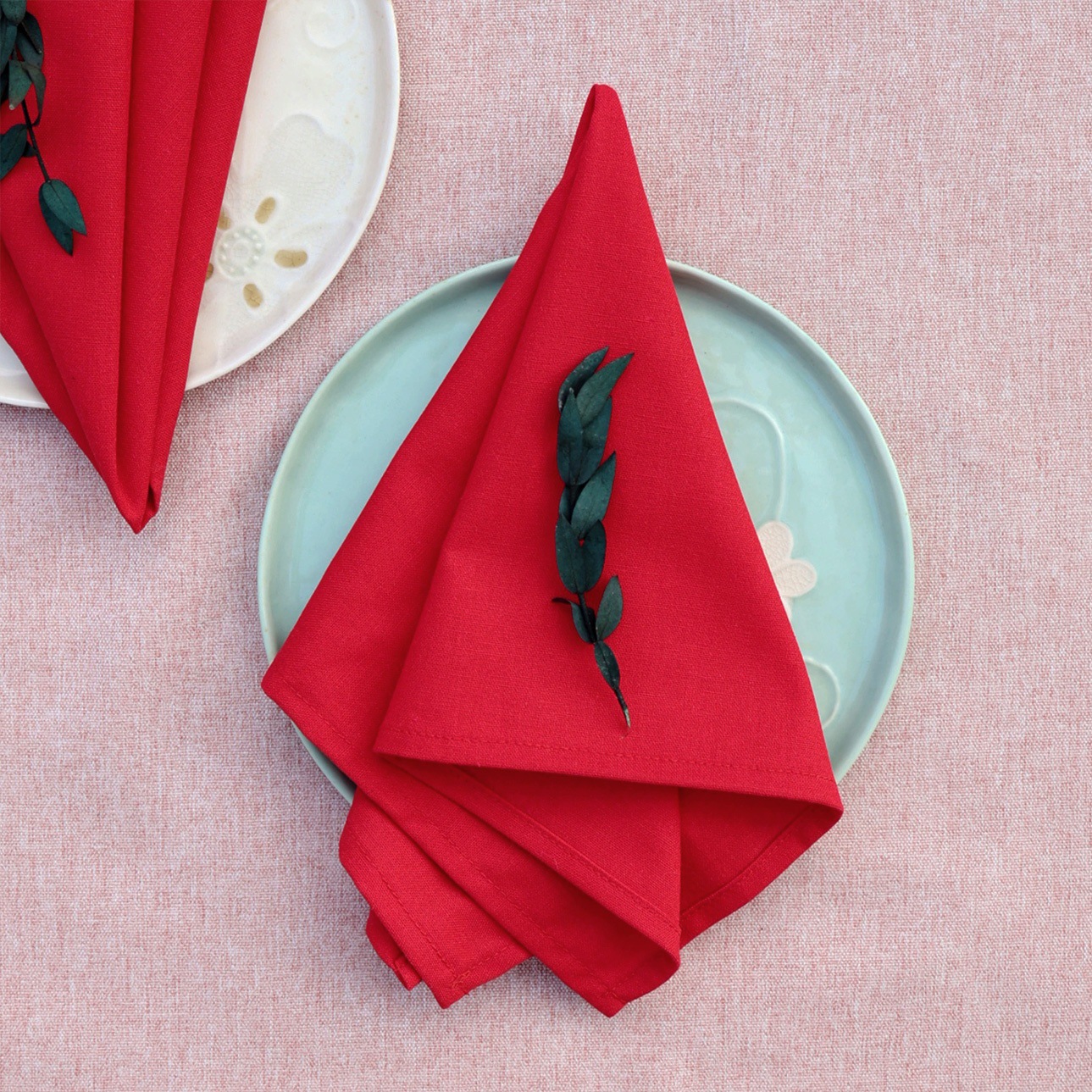 Servillas de lino algodón de Navidad comida occidental hotel de boda mesa de flores plegables tazas toallas de té sólidas almohadilla