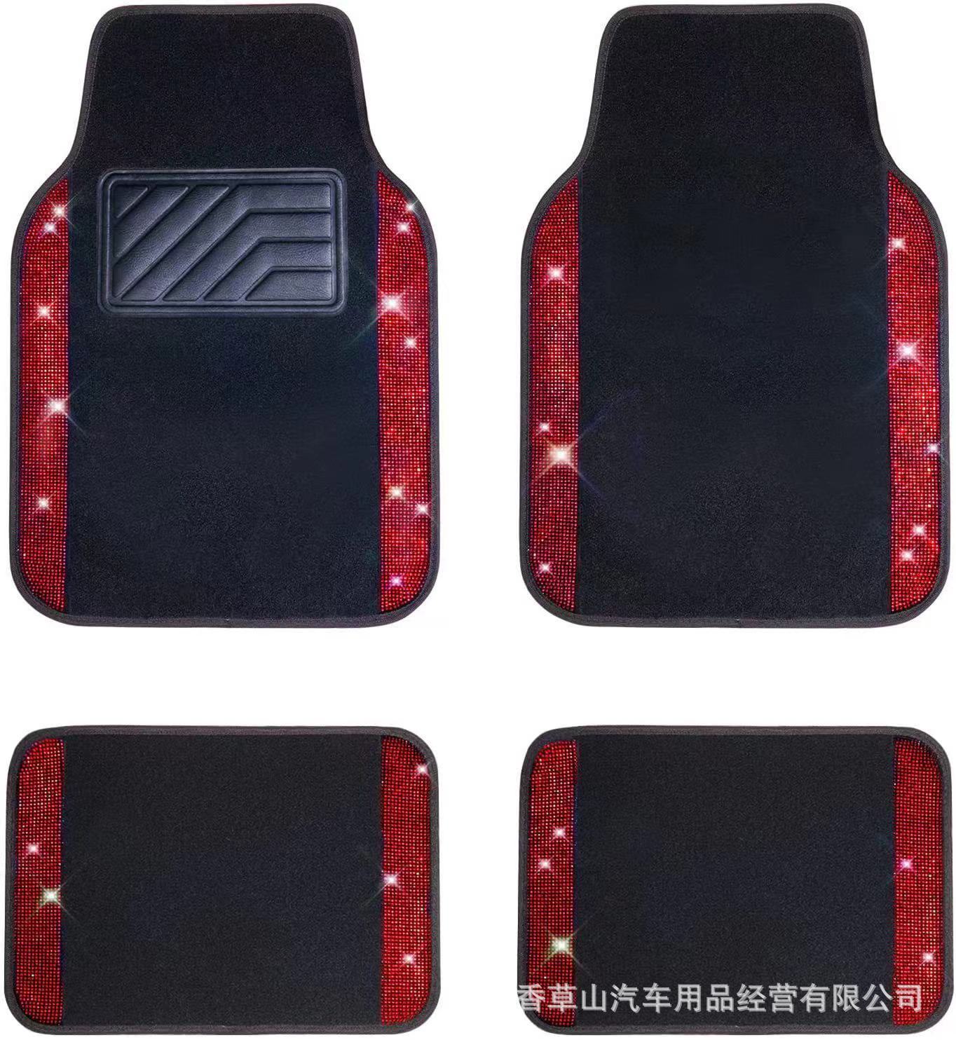 Estera del pie del coche transfronterizo Universal Diamante Australiano Diamante Estera del pie del diamante Alfombra brillante Alfombra de pie de PVC para mujer Juego de 4 piezas image 2