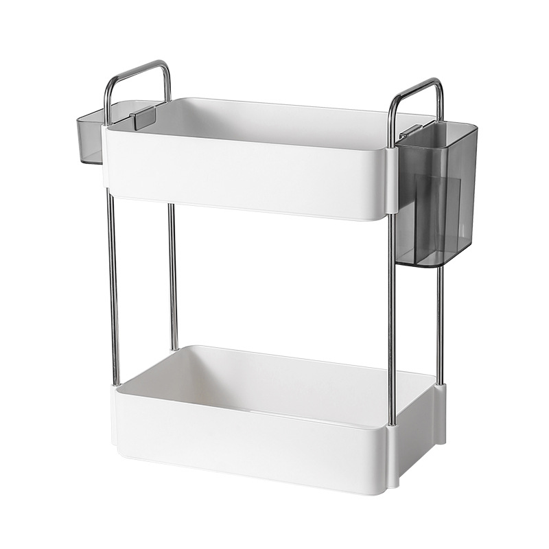 Estante de almacenamiento de doble capa de escritorio multifuncional estante de almacenamiento de cosméticos estudiante papelería organizador rack dormitorio estante de aumento de altura titular de la pluma