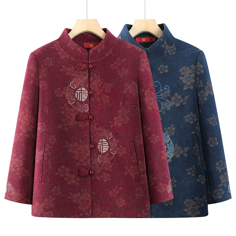 Средние и пожилые бабушки новый осенний шерстяной шерстяной жакет