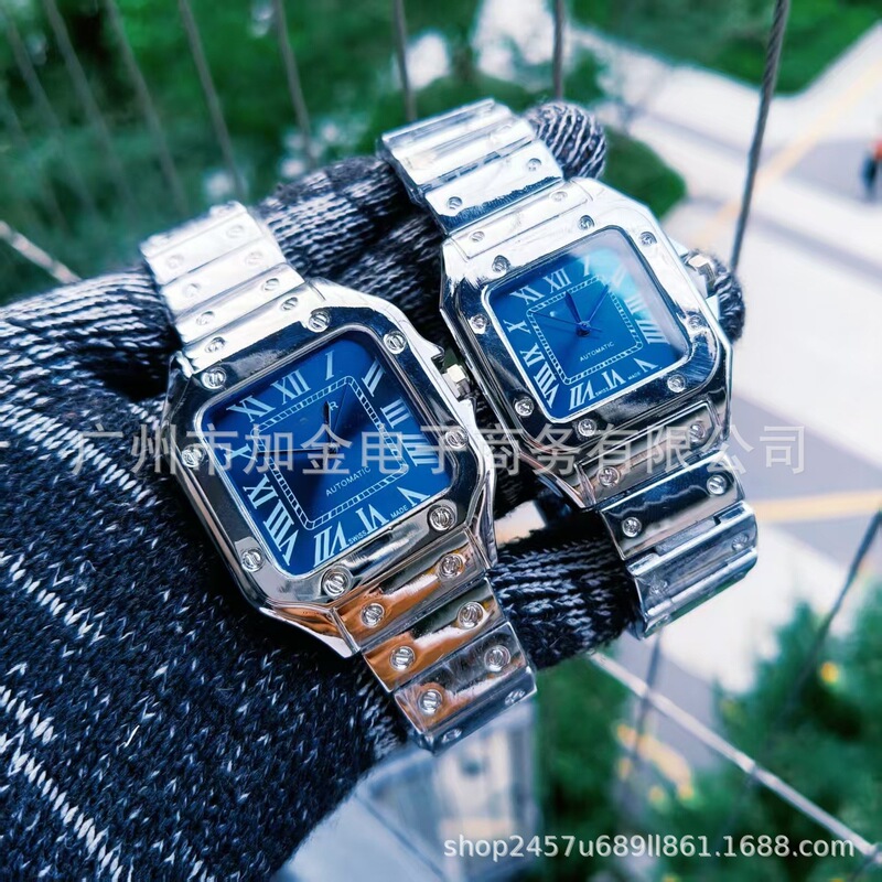 Cross-Border Wholesale Santos Quartz Watch Dumont Roman Series Fully Automatic Non-Mechanical Watch Couple Fashion Men