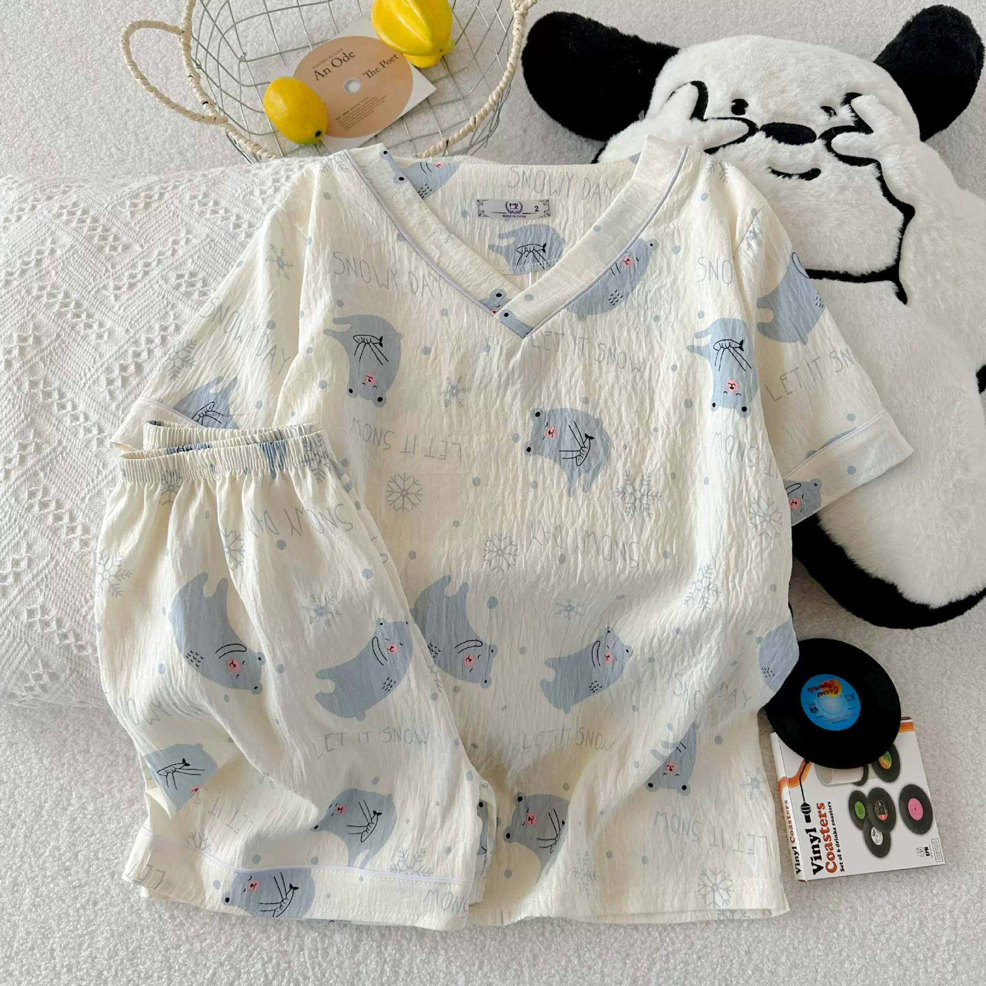 亚马逊休闲爆款夏季短袖云朵棉睡衣女宽松舒适ins抖音网红家居服