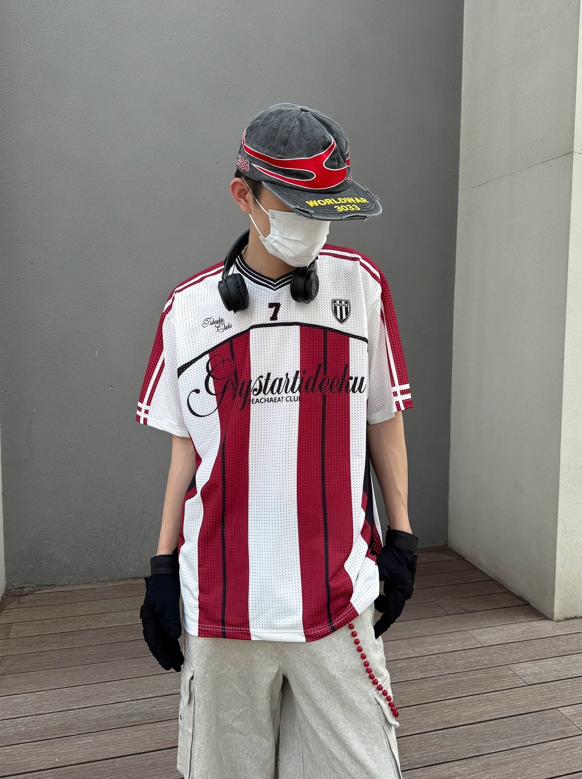 American-style Sports V-neck Jersey Short-sleeve T-shirt, New Loose Hip-hop Style T-shirt For Men And Women, Couple's_viptrois.com
