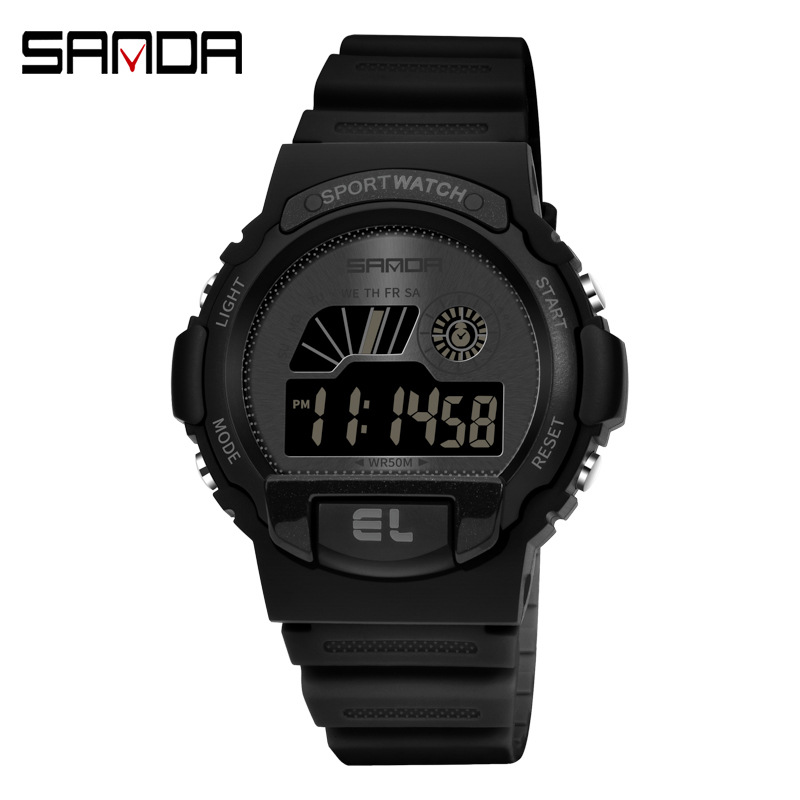 Sanda Watch Outdoor Sports Multifunctional Waterproof Electronic Watch Luminous Single Display Fashion Casual Digital Watch for Men and Women