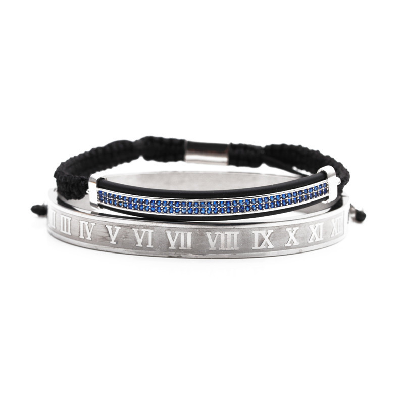 Ensemble De Bracelet Ajustable En Cuivre Avec Lettre En Acier Titane display picture 10