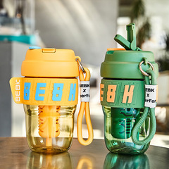 Water cup tritan portable double drink plastic cup creative coffee cup with filter tea cup high beauty straw cup 