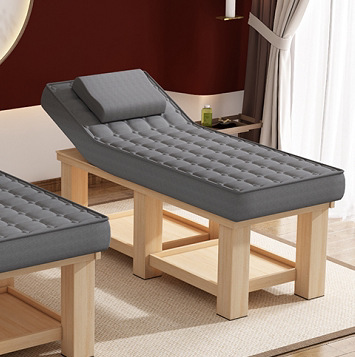 Fabricante salón de belleza cama de masaje tatuaje bordado cuerpo de madera maciza cama oreja recogiendo cama spa cama de belleza de látex