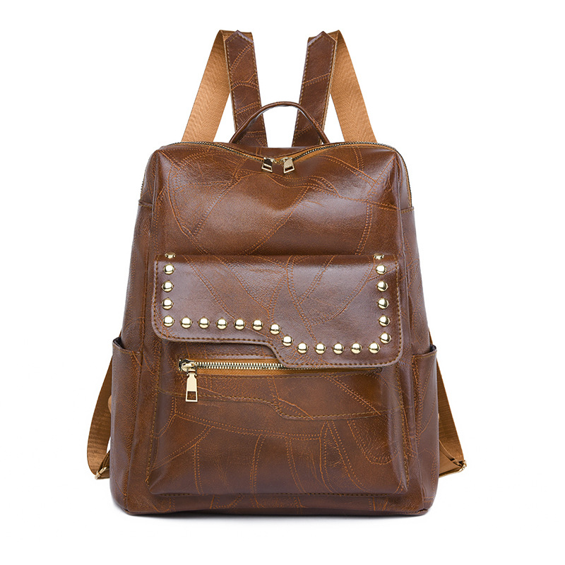 Women's Trendy Soft Pu Leather Casual Backpack Large Capacity_voghion.com