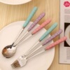 Japanese fork stainless steel, ceramic cute tableware solar-powered, South Korea, sunflower