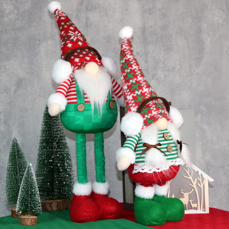 国境を越えた新しいクリスマス人形クリスマス小人顔のない老人人形の伸縮飾りショーウインドーのシーンの配置品|undefined