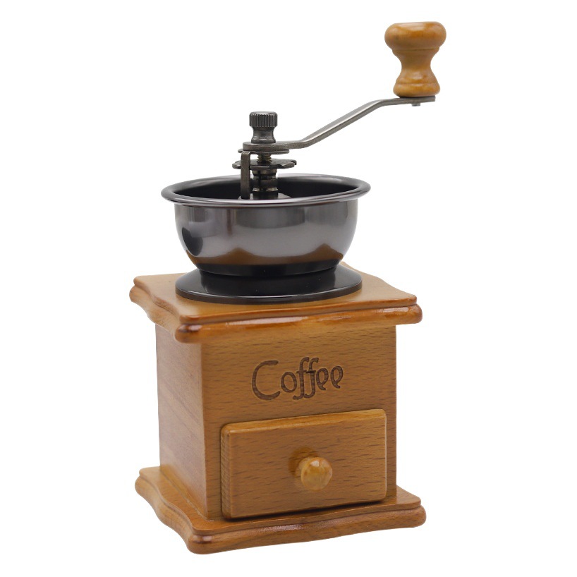 Cross-Border Vintage Classic Manual Coffee Grinder with Solid Wood Core, Adjustable Manual Bean Grinder Tool