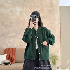 琪镌绘制秋季款休闲棒球服立领宽松显瘦简约韩版卫衣外套女25122