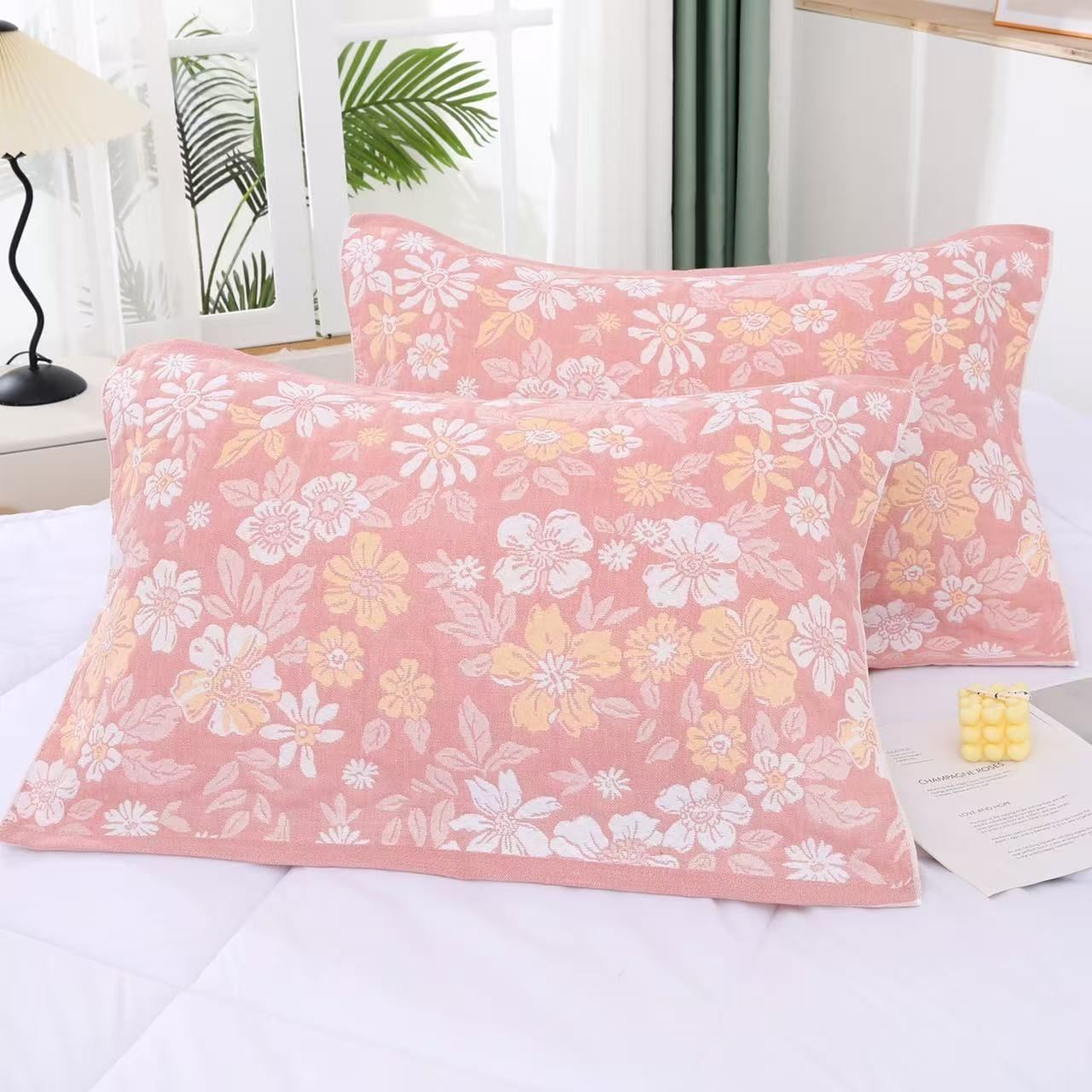 꽃이 가득한 정원 라이트 핑크 베개 커버 전자상거래 스타일
