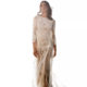 European and American Women's Dress Round Neck Long Sleeve Hollow Backless Lace Celebrity Banquet Wedding Dress