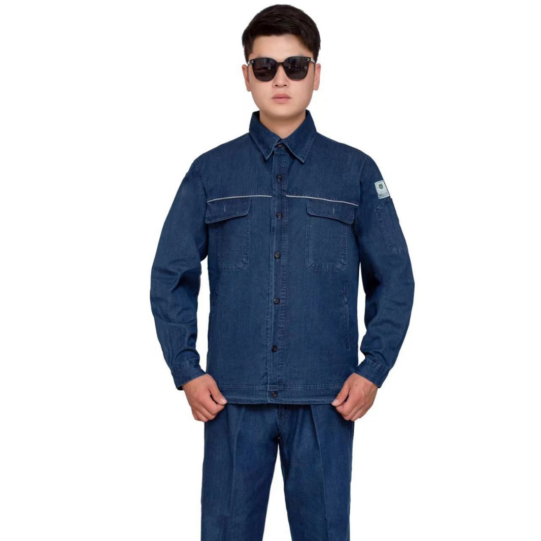 纯棉春夏防静电牛仔工作服工装劳保服国家电网工程服印logo刺绣