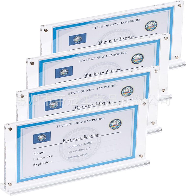 Huizhou manufacturers transparent acrylic business license photo frame business license display desk certificate folder panoramic photo phase