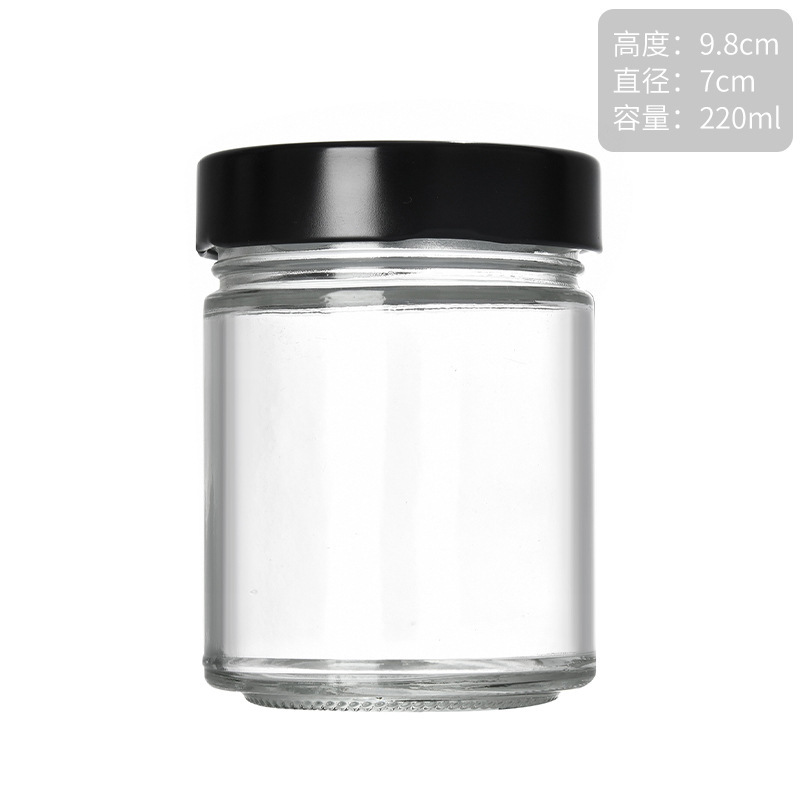 丸型高蓋透明ガラスピクルスボトルハニー黄桃缶詰ボトルシールペーストチリソースボトルジャムボトル|undefined