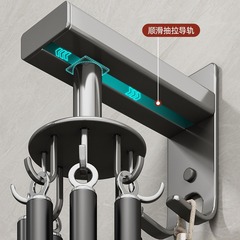 Kitchen Rotating Hook Wall-Mounted Spatula Rack, Non-Drill Spoon & Spatula Holder, Kitchen Utensil Storage Shelf