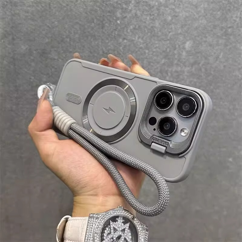 Suitable for Apple 16Promax Mobile Phone Case Iphone17 with Lanyard 14 Magnetic Suction 13 Classy 12 Lens Holder 11