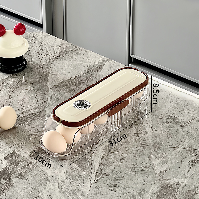 Estante de almacenamiento de huevos portátiles transfronterizos especial para refrigerador puerta lateral de almacenamiento de huevos rodantes automáticos multicapa de grado alimenticio