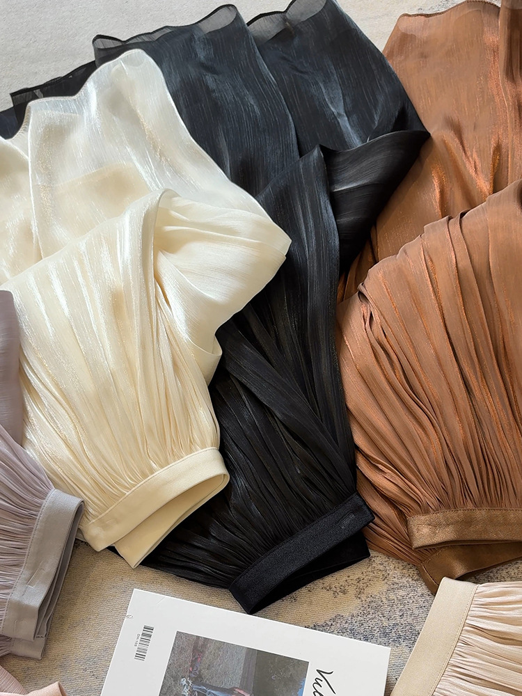 Silky Soft Skirt Summer Icy Cool Flowing Gauze Long Skirt High-End Temperament Ice Silk Slimming Look Long Fairy Skirt