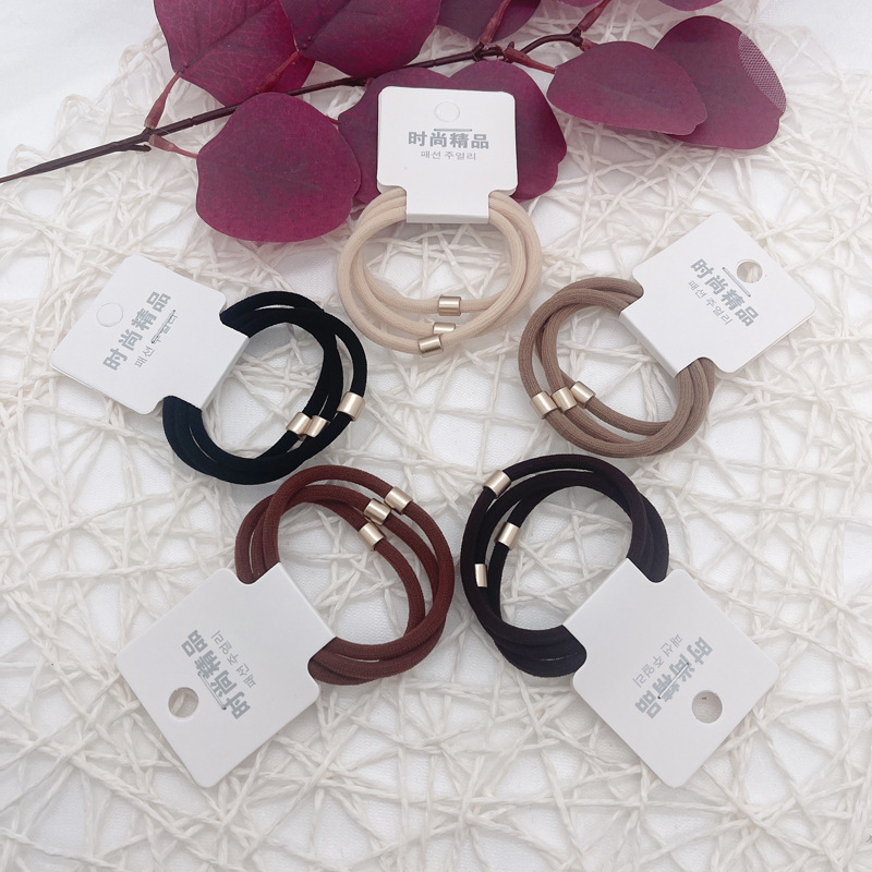 Dongdaemun estilo coreano hilo colorido accesorios para el cabello cuerda de pelo asequible banda de pelo de alta elasticidad de tres paquetes de banda de goma de dos yuanes tienda al por mayor image 10