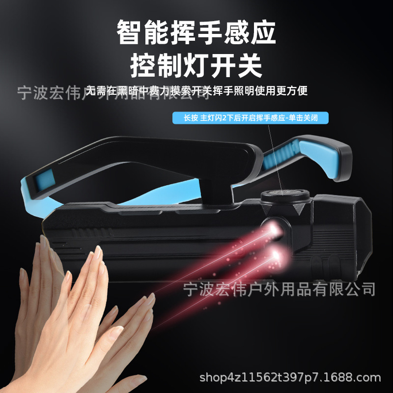 新款户外照明头灯挂耳头戴工作灯挥手感应便携可拆卸|undefined