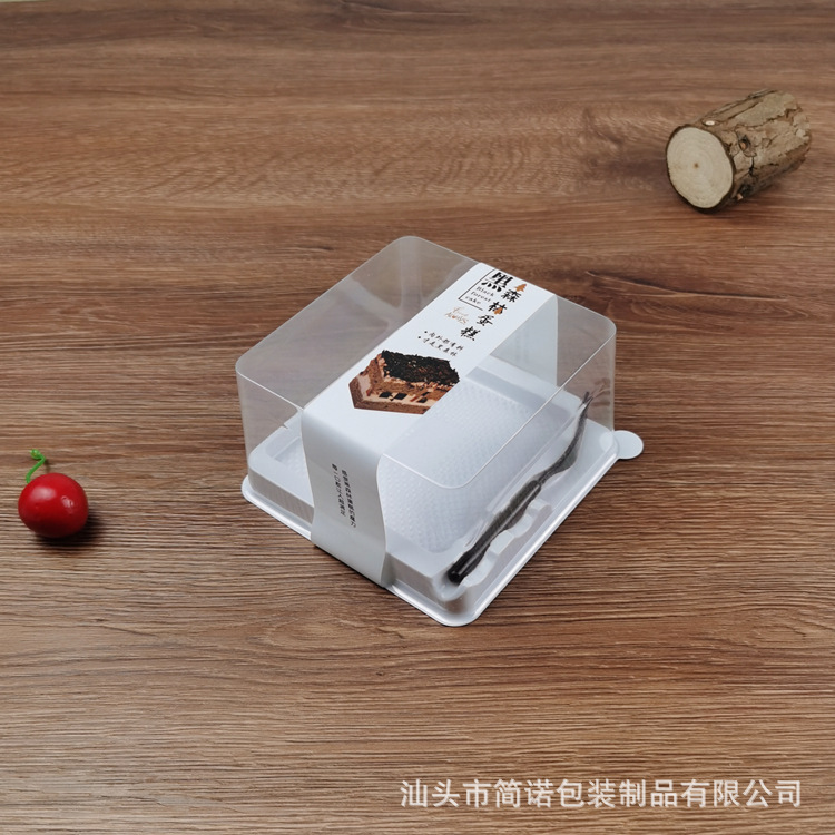 Black Forest Packaging caja de pastel de terciopelo rojo crema salada anti-niebla caja de corte de pastel transparente caja de embalaje para hornear