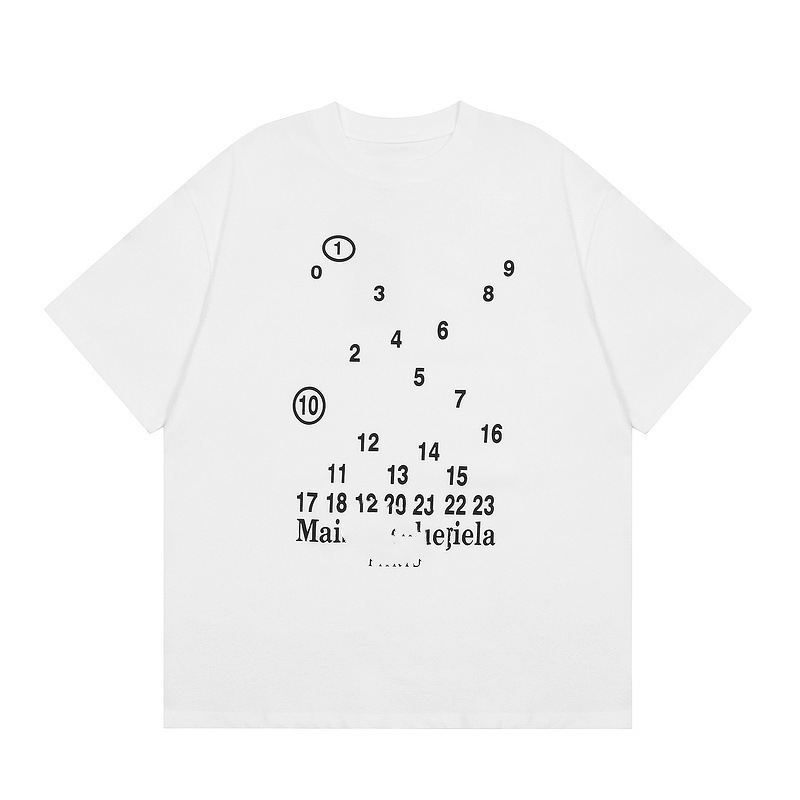 Mm6マギラtシャツ2023夏新作男女カップル服アラビア数字プリント半袖|undefined