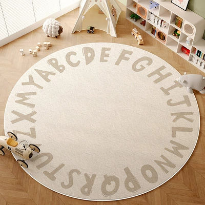 Avtomobil döşəmə paspasları – Bedroom Bedside Carpet Delivery - happy-letters-off-white-6060cm-imitation-cashmere-washed-bottom