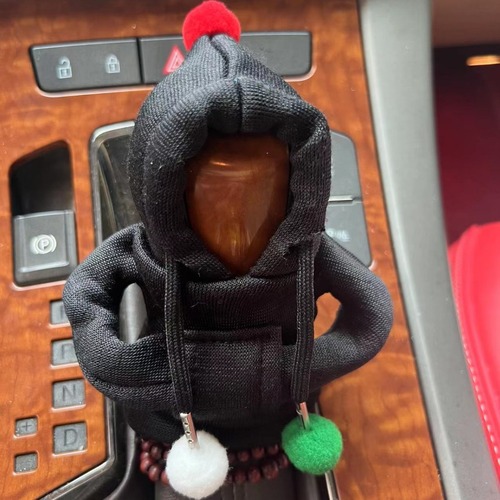 Cross-border car gear handle cover gear lever small sweatshirt hooded creative gear lever Santa Claus gear cover hanging gear cover