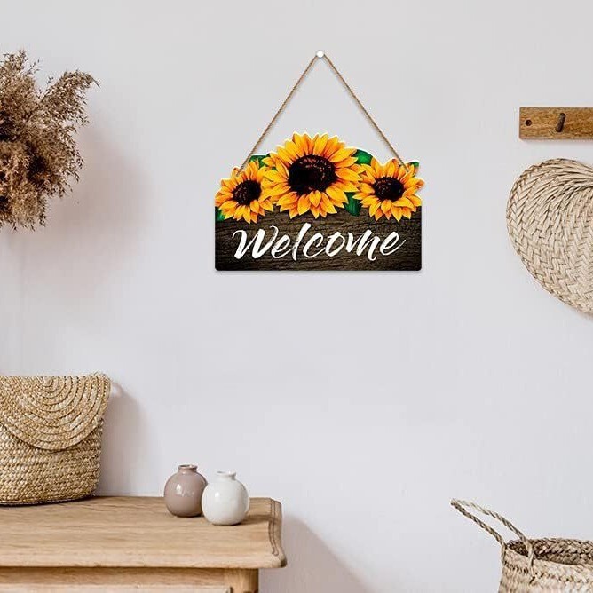 Popular Front Door Welcome Sign Sunflower Welcome Sign Rustic Summer Welcome Porch Bedroom Living Room Welcome