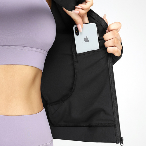 New women's stand-up collar sports jacket slim fit zipper high elastic running fitness LULU yoga wear