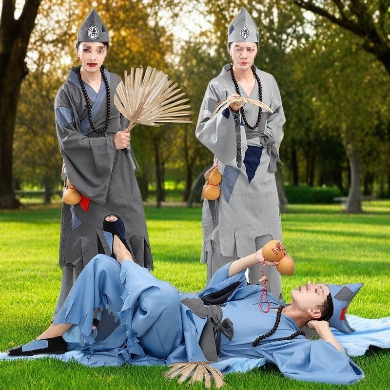 新款古装男乞丐济公服装成人活佛济公戏服陈浩民同款演出服饰